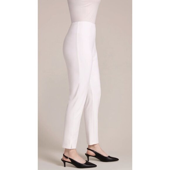 SYMPLI Narrow Pant Midi White Pull On Lagenlook Minimalist Officecore US 6 NWT - Picture 2 of 15